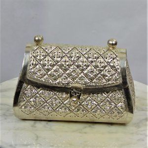 Vtg 30s Handcraft Indian Antique White Metal Purse